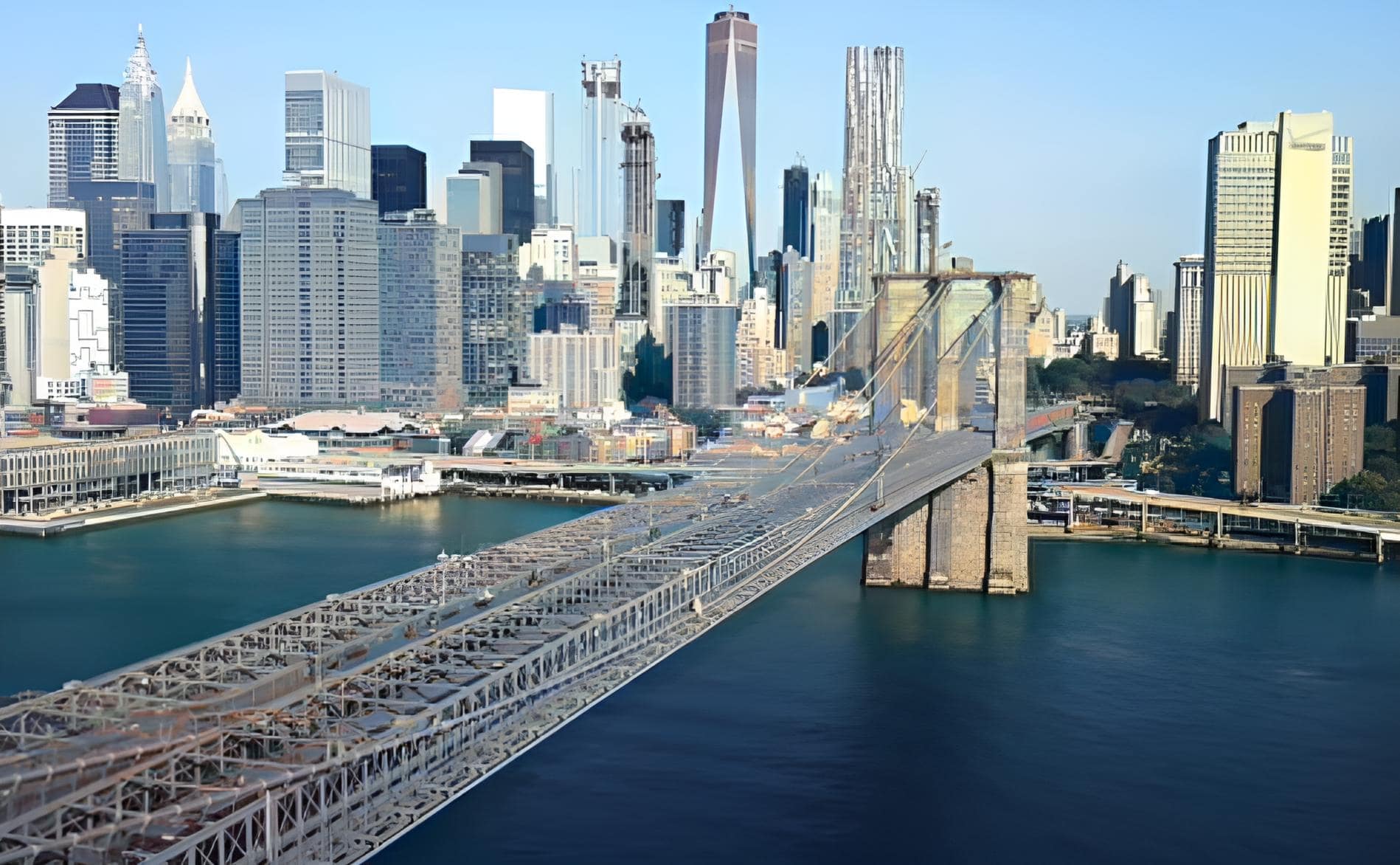 Aerial view of the Brooklyn Bridge