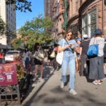 Crowded sidewalk in Brooklyn