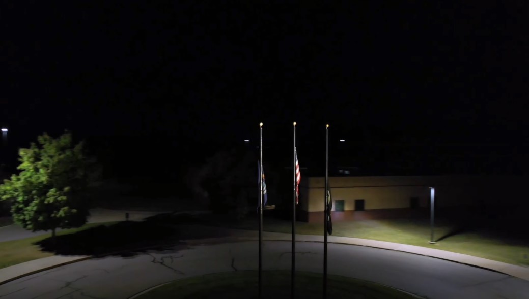 Drone view of school during the night