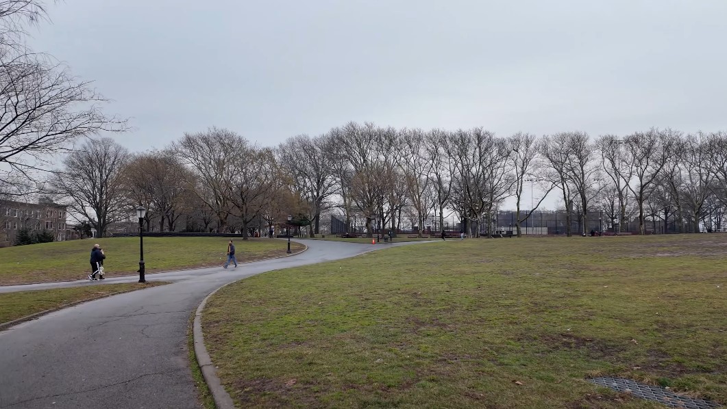 View on the Sunset Park during a rainy day