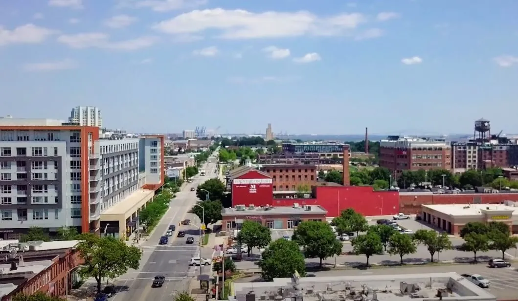 Drone view of Baltimore