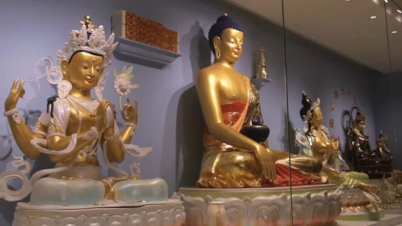 Golden Statues of Buddha and Deities on Display at Kadampa Meditation Center Brooklyn