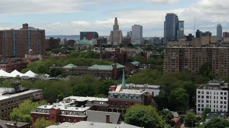 A Panoramic View of Brooklyn's Skyline with Green Spaces, Highlighting Family-Friendly Activities in Brooklyn