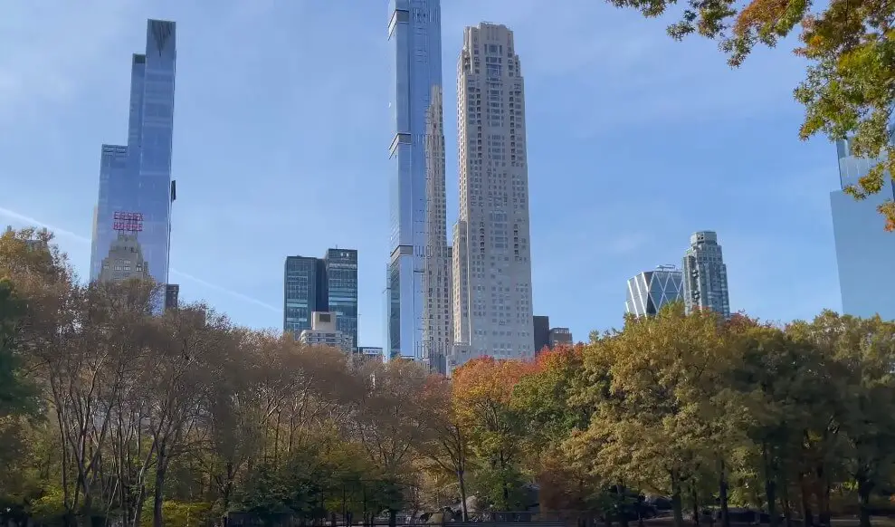 Autumnal hues meet towering NYC cityscapes